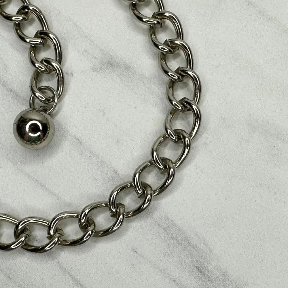 Womens Rhinestone Butterfly Chain Belt Silver Tone Chunky XS/Small ✨